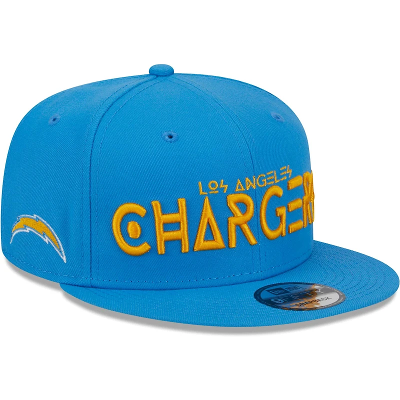 Casquette Snapback 9FIFTY Los Angeles Chargers Word New Era bleu poudré pour homme