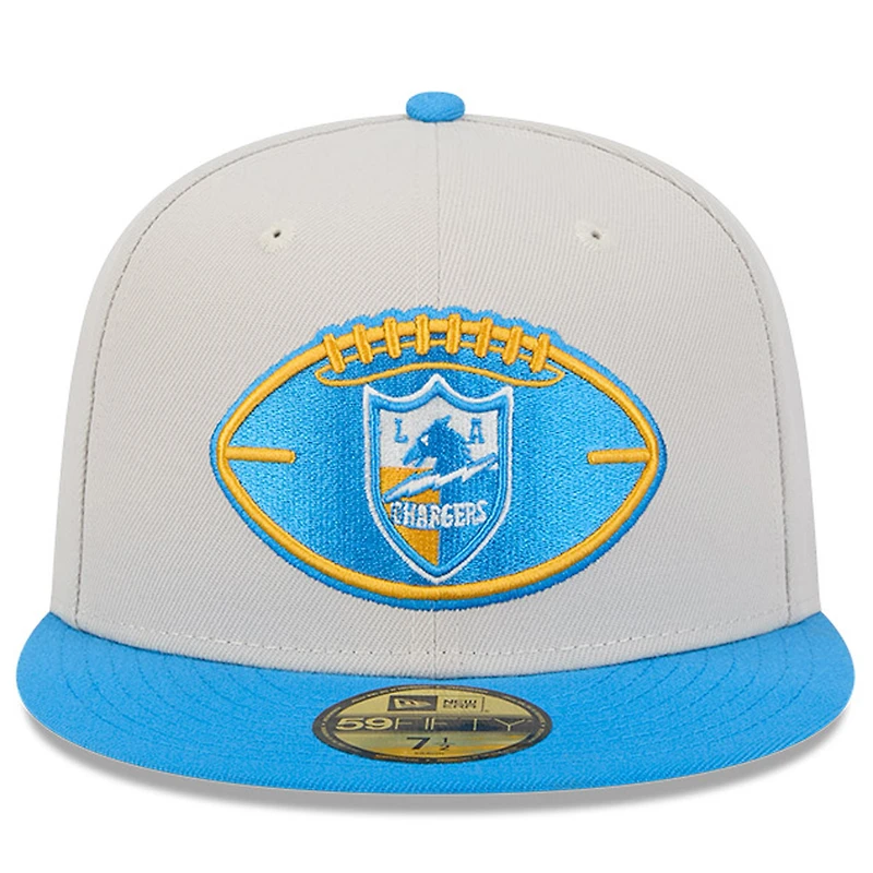Men's New Era Stone/Powder Blue Los Angeles Chargers 2024 Sideline Historic 59FIFTY Fitted Hat