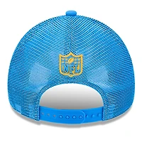 Men's New Era Stone/Powder Blue Los Angeles Chargers 2024 Sideline Historic 9FORTY A-Frame Trucker Adjustable Hat