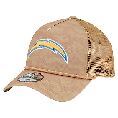 Men's New Era  Tan Los Angeles Chargers Wheat Camo 9FORTY Adjustable Hat
