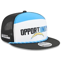Men's New Era White/Black Los Angeles Chargers 2025 Inspire Change Split Panel 9FIFTY Snapback Hat