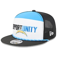 Men's New Era White/Black Los Angeles Chargers 2025 Inspire Change Split Panel 9FIFTY Snapback Hat