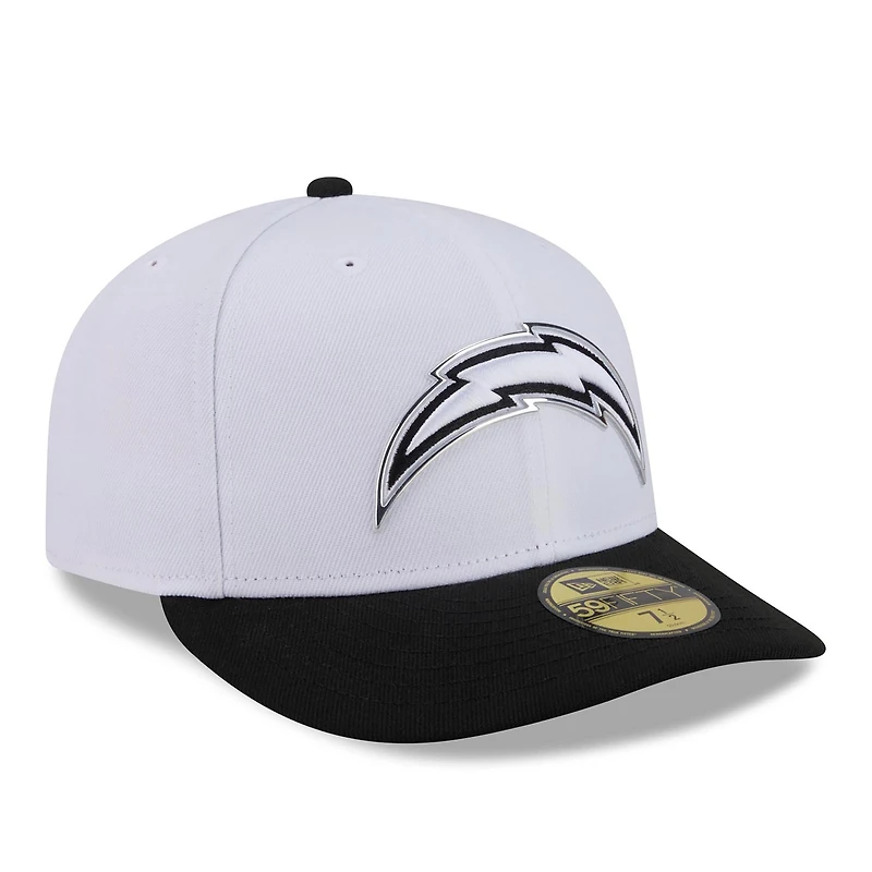 Casquette New Era 59FIFTY pré-courbée blanche et noire pour homme, Los Angeles Chargers, Draft NFL 2026