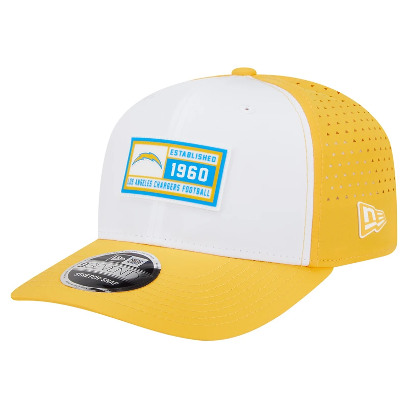 Men's New Era  White/Gold Los Angeles Chargers Established Patch 9SEVENTY Adjustable Hat