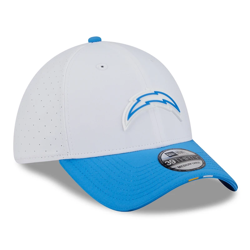 Men's New Era  White/Powder Blue Los Angeles Chargers 2025 NFL Training Camp 39THIRTY Flex Hat