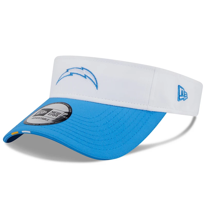 Casquette New Era blanche/bleu poudre pour homme, visière ajustable du camp d'entraînement NFL 2025 des Chargers de Los Angeles