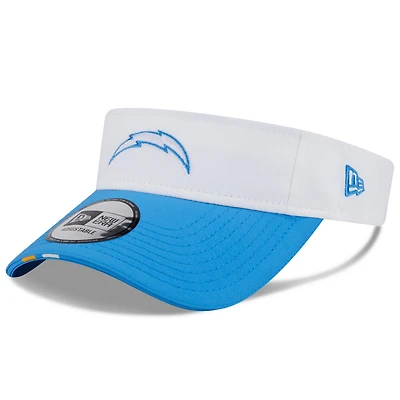 Casquette New Era blanche/bleu poudre pour homme, visière ajustable du camp d'entraînement NFL 2025 des Chargers de Los Angeles