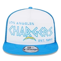 Casquette Snapback Los Angeles Chargers Banger 9FIFTY Trucker New Era pour hommes, blanc/bleu poudré