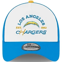 Men's New Era White/Powder Blue Los Angeles Chargers Charger Power A-Frame 9FORTY Adjustable Hat
