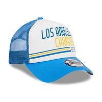 Casquette réglable 9FORTY Stacked A-Frame Trucker 9FORTY des Chargers de Los Angeles New Era blanc/bleu poudré pour hommes