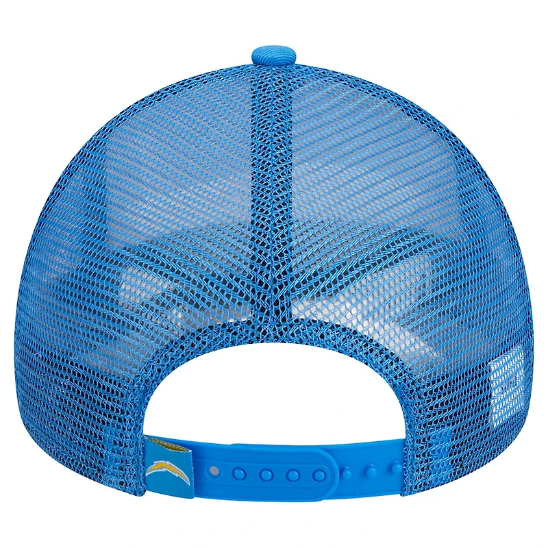 Men's New Era /Powder Blue Los Angeles Chargers Stacked A-Frame Trucker 9FORTY Adjustable Hat