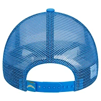 Men's New Era /Powder Blue Los Angeles Chargers Stacked A-Frame Trucker 9FORTY Adjustable Hat