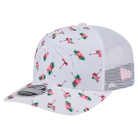 Casquette extensible à bouton-pression New Era blanche pour homme, motif flamant rose, Los Angeles Chargers, 9SEVENTY