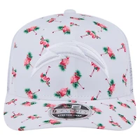 Casquette extensible à bouton-pression New Era blanche pour homme, motif flamant rose, Los Angeles Chargers, 9SEVENTY