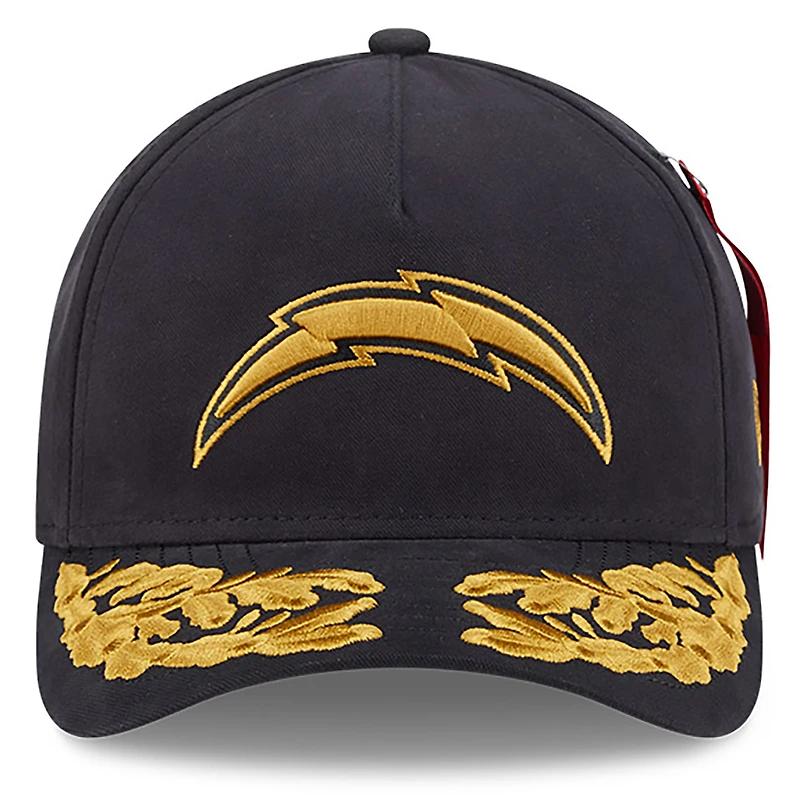 Men's New Era x Alpha Industries Black Los Angeles Chargers A-Frame 9FORTY Adjustable Hat