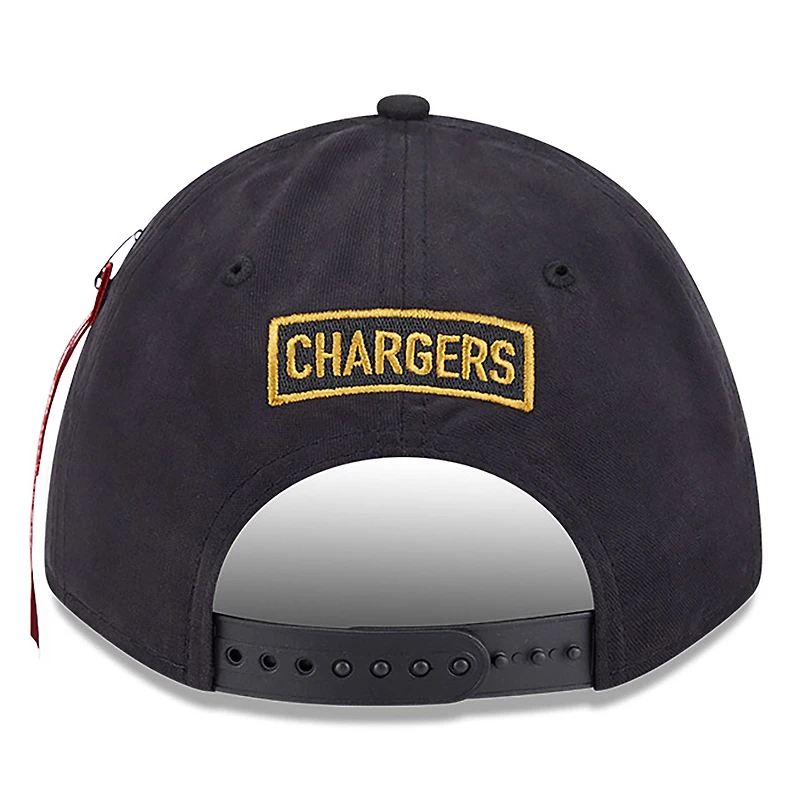 Men's New Era x Alpha Industries Black Los Angeles Chargers A-Frame 9FORTY Adjustable Hat