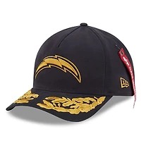 Men's New Era x Alpha Industries  Black Los Angeles Chargers A-Frame 9FORTY Adjustable Hat