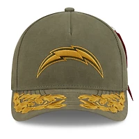 Men's New Era x Alpha Industries  Olive Los Angeles Chargers A-Frame 9FORTY Adjustable Hat