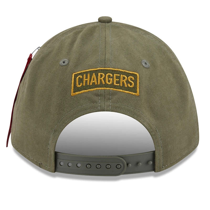 Men's New Era x Alpha Industries  Olive Los Angeles Chargers A-Frame 9FORTY Adjustable Hat