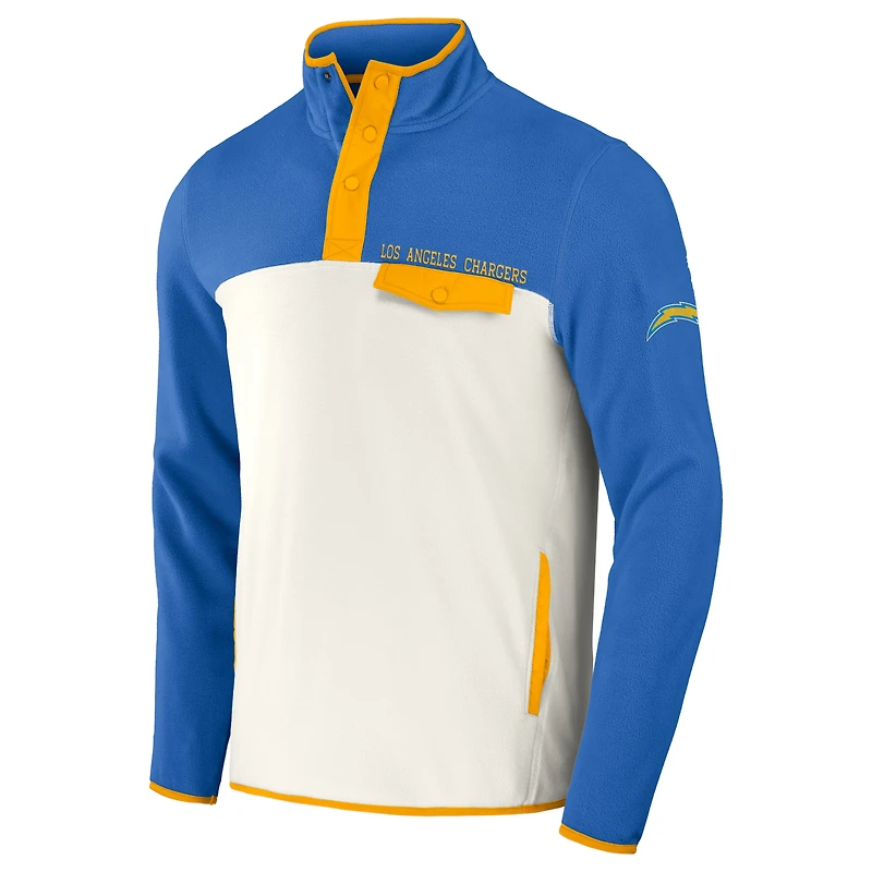 Men's NFL x Darius Rucker Collection by Fanatics Powder Blue/Cream Los Angeles Chargers Micro Fleece Quarter-Snap Jacket