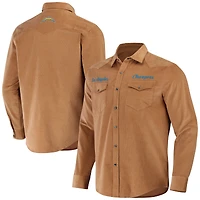 Men's NFL x Darius Rucker Collection by Fanatics Tan Los Angeles Chargers Western Full-Snap Shirt