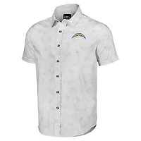 Men's NFL x Darius Rucker Collection by Fanatics White Los Angeles Chargers Woven Short Sleeve Button Up Shirt
