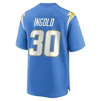 Maillot de match Nike Alec Ingold bleu poudré des Los Angeles Chargers pour homme