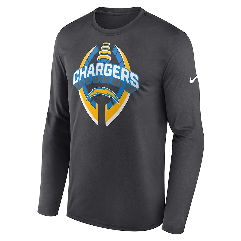 T-shirt Nike anthracite Los Angeles Chargers Primetime Legend Icon Performance à manches longues pour homme