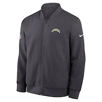 Men's Nike Anthracite Los Angeles Chargers Sideline Full-Zip Bomber Jacket