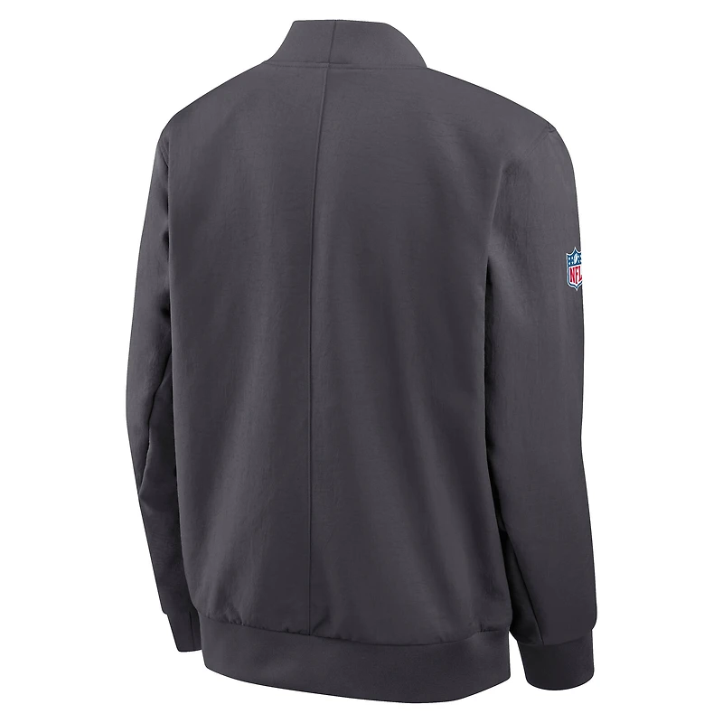 Men's Nike Anthracite Los Angeles Chargers Sideline Full-Zip Bomber Jacket