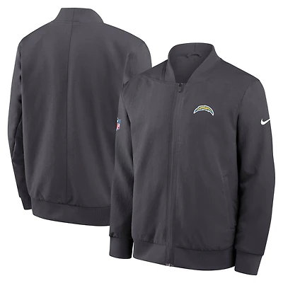 Men's Nike Anthracite Los Angeles Chargers Sideline Full-Zip Bomber Jacket