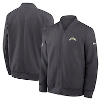 Men's Nike Anthracite Los Angeles Chargers Sideline Full-Zip Bomber Jacket