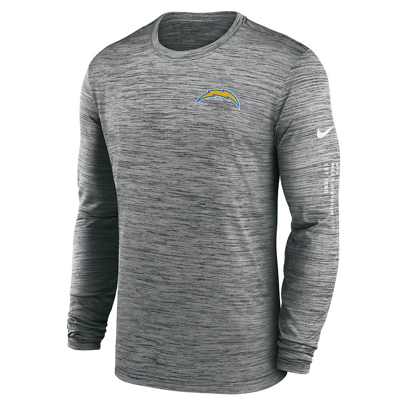 T-shirt à manches longues Nike Los Angeles Chargers Velocity anthracite pour homme