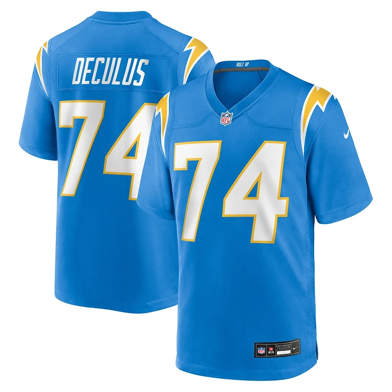 Maillot Nike Austin Deculus bleu poudre pour homme des Los Angeles Chargers