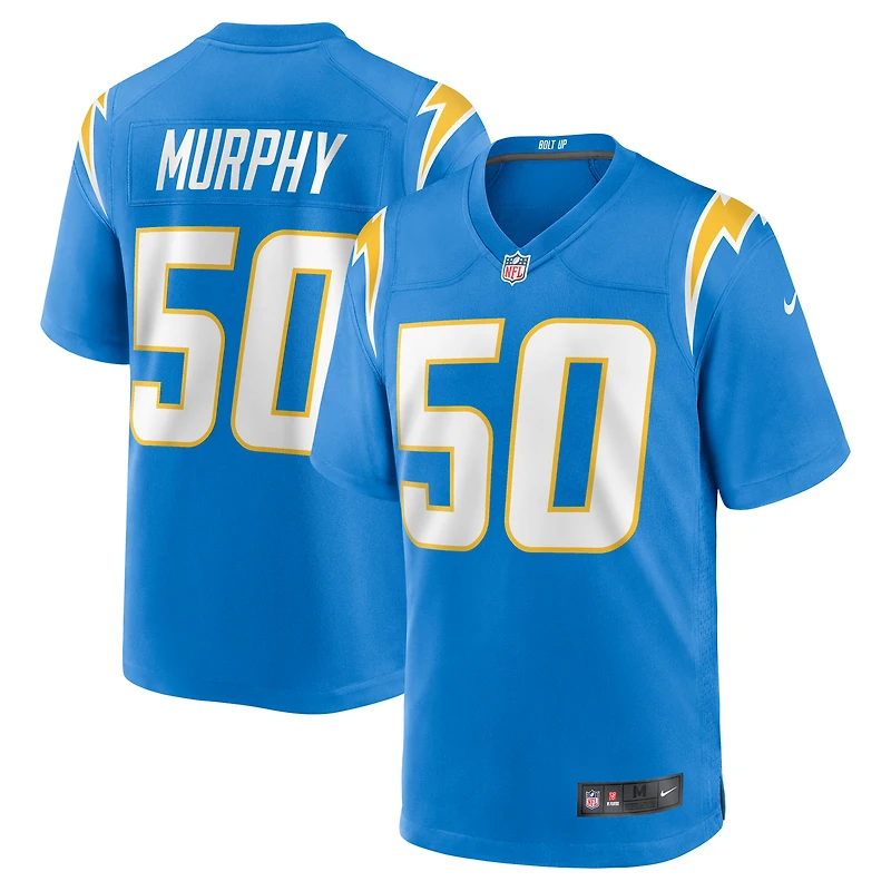 Maillot Nike Caleb Murphy bleu poudre pour homme des Los Angeles Chargers Team Game
