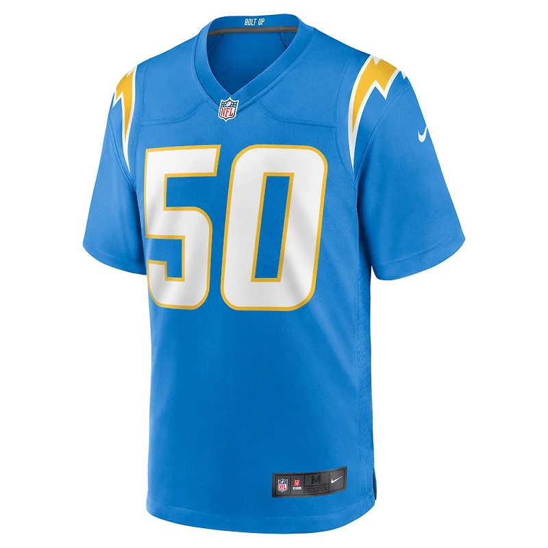 Maillot Nike Caleb Murphy bleu poudre pour homme des Los Angeles Chargers Team Game