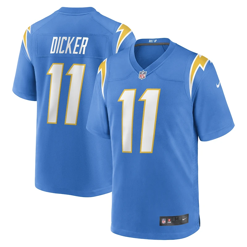 Maillot de match des Chargers Los Angeles Nike Cameron Dicker bleu poudré pour homme