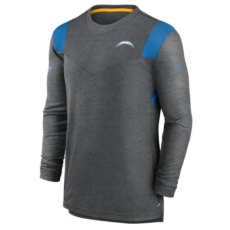 T-shirt à manches longues Nike Los Angeles Chargers Sideline Tonal Logo Performance Player pour homme, anthracite