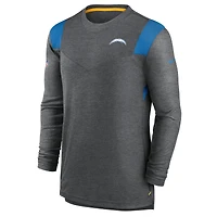 Men's Nike Charcoal Los Angeles Chargers Sideline Tonal Logo Performance Player Long Sleeve T-Shirt