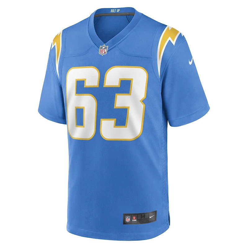 Maillot de joueur match des Chargers Los Angeles Nike Corey Linsley pour homme, bleu poudre