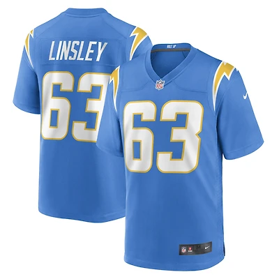 Maillot de joueur match des Chargers Los Angeles Nike Corey Linsley pour homme, bleu poudre