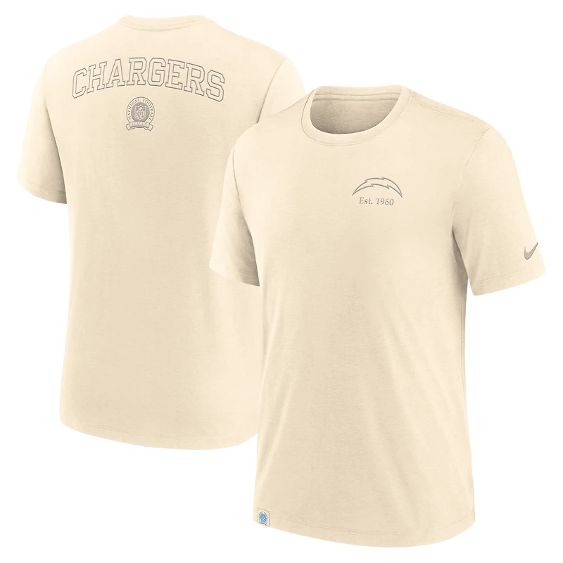 Men's Nike Cream Los Angeles Chargers Glory Tri-Blend T-Shirt