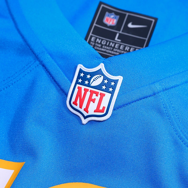Maillot Nike Del'Shawn Phillips bleu poudre pour homme des Los Angeles Chargers