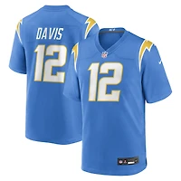 Maillot de match d'équipe Los Angeles Chargers Nike Derius Davis Powder Blue pour homme