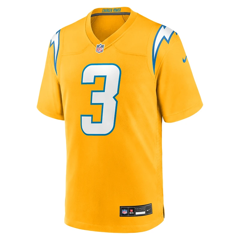 Maillot Nike Derwin James Jr. pour homme, couleur or, joueur remplaçant des Chargers de Los Angeles