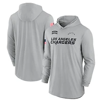 Sweat à capuche léger manches longues et Nike gris Los Angeles Chargers 2024 Salute to Service pour homme