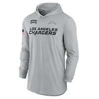 Sweat à capuche léger manches longues et Nike gris Los Angeles Chargers 2024 Salute to Service pour homme