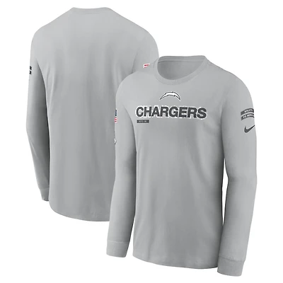 Men's Nike Gray Los Angeles Chargers 2024 Salute To Service Long Sleeve T-Shirt