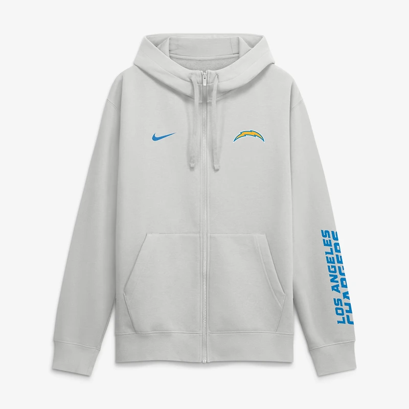 Sweat à capuche zippé Nike Cool Down Club gris Los Angeles Chargers pour homme
