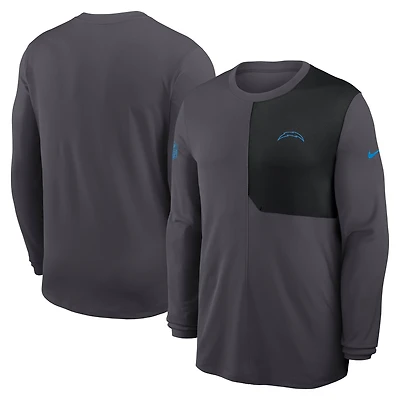 Men's Nike Gray Los Angeles Chargers Sideline Coach UV Dri-FIT Long Sleeve Shirt